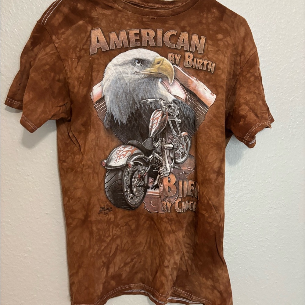 The Mountain Brown Eagle and Bike Ripped Tee - Medium